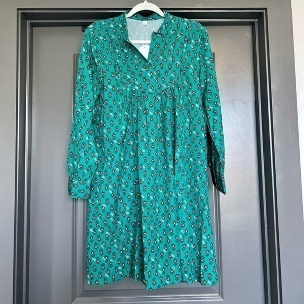 NWT Pintuck Babydoll Dress Green Size L